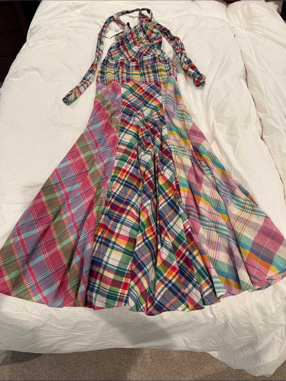 Polo by Ralph Lauren Multicolor Plaid Halter Maxi Dress